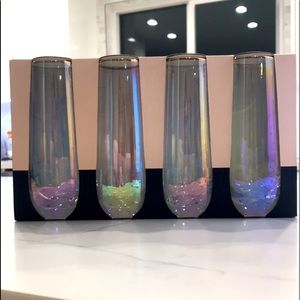 Rachel Zoe Champagne Flutes Gold Rim